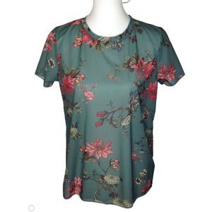 Hinge Nordstrom Forest Floral Sheer Tee S NWOT beautiful color